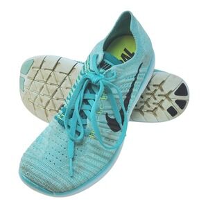 Nike Free Rn FlyKnit Turquoise Blue Running Sneakers Womens Sz 8  (831070-307)